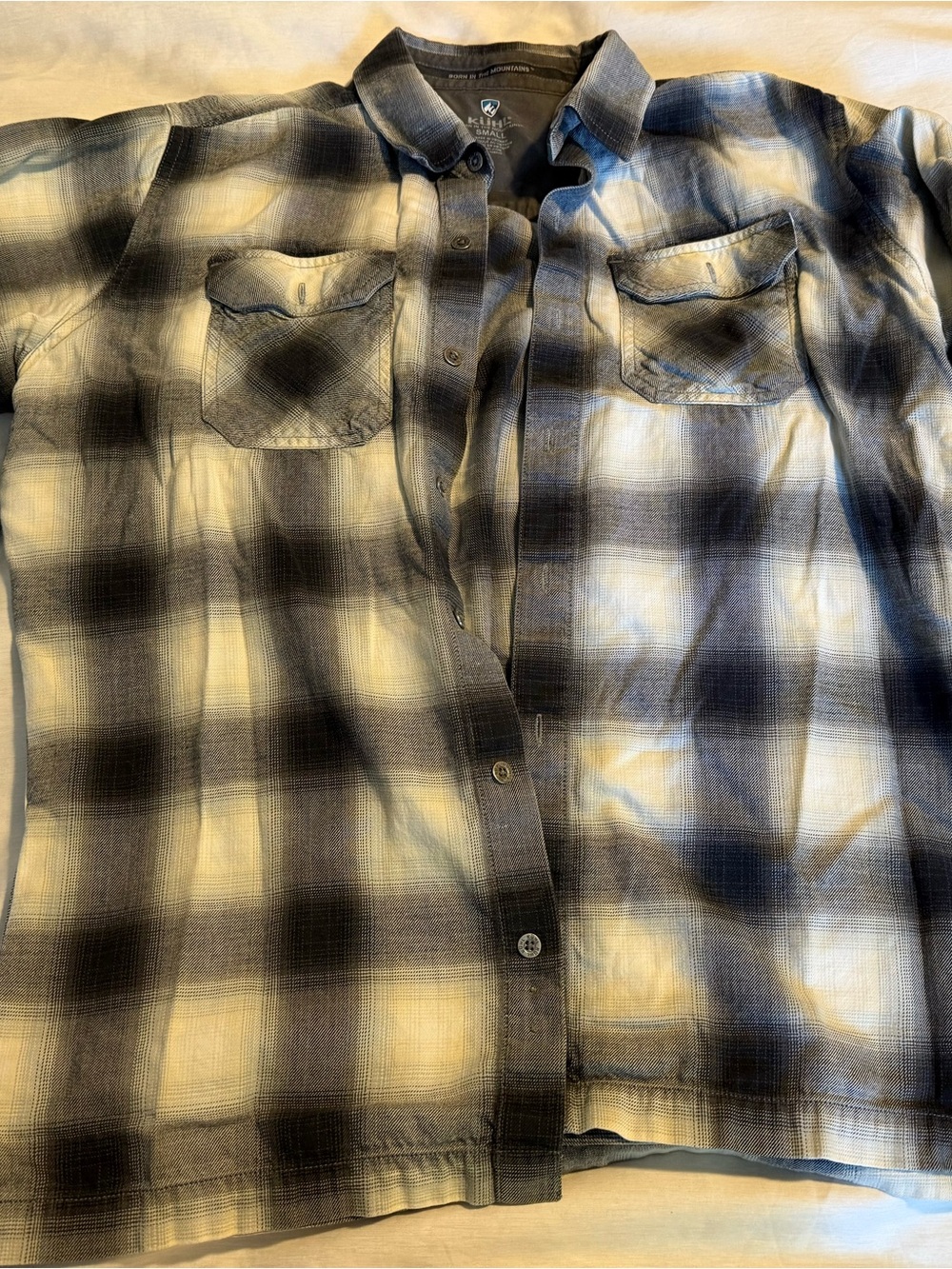 Kuhl Men's Black and White Plaid Button-Down Shirt